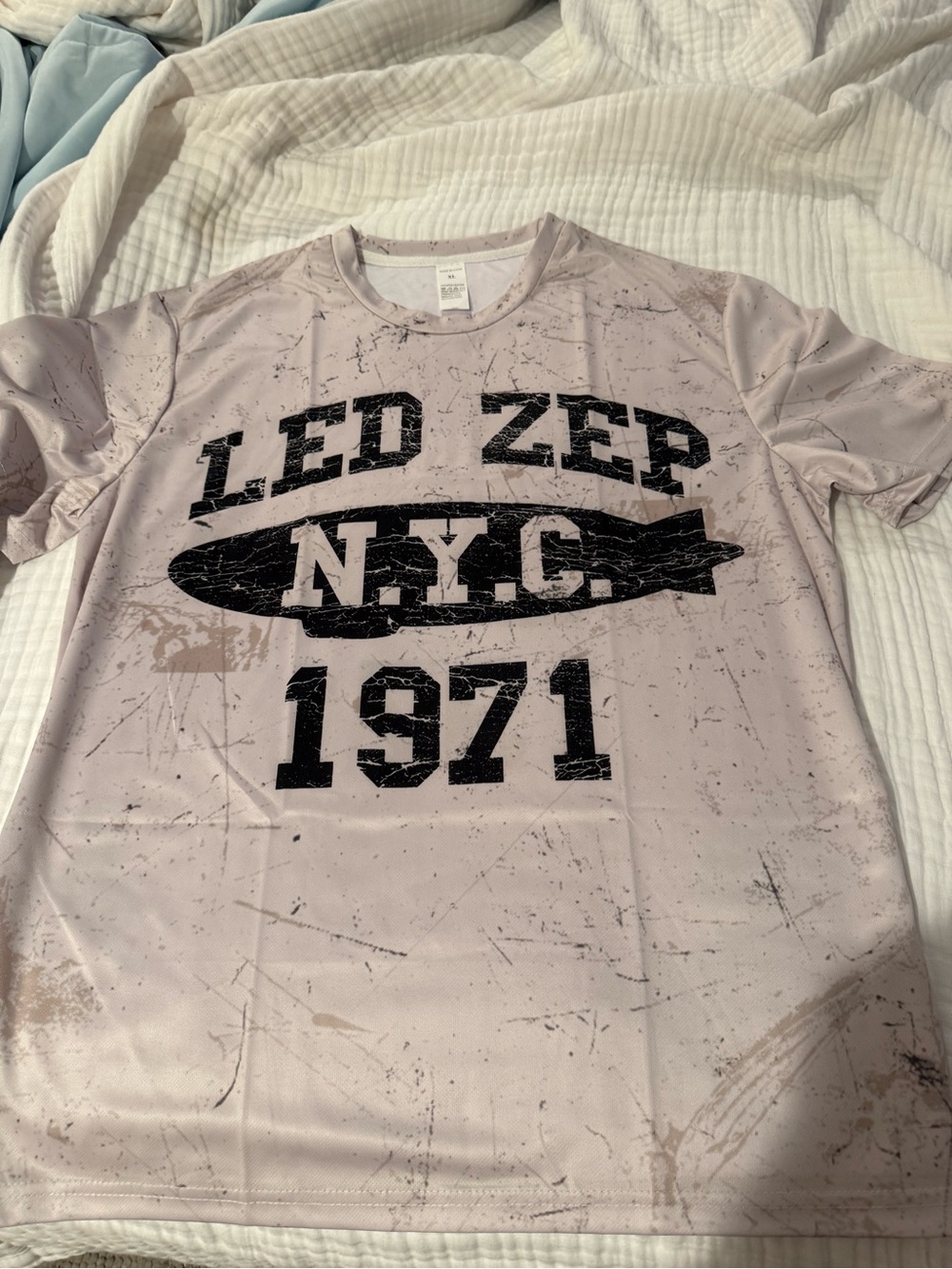 Led Zep NYC 1971  Graphic Tee - Light grey